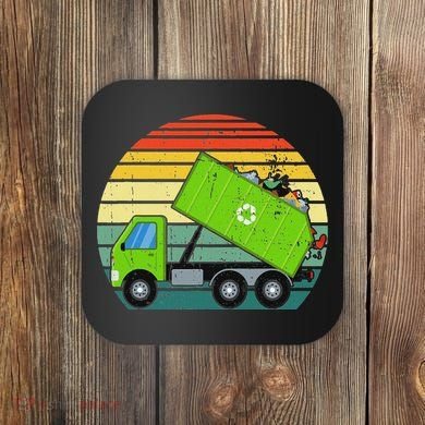 Retro Garbage Truck Waste Management Coaster