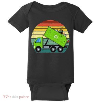 Retro Garbage Truck Waste Management Baby Bodysuit