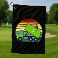 Retro Garbage Truck Waste Management Golf Towel thumb 1