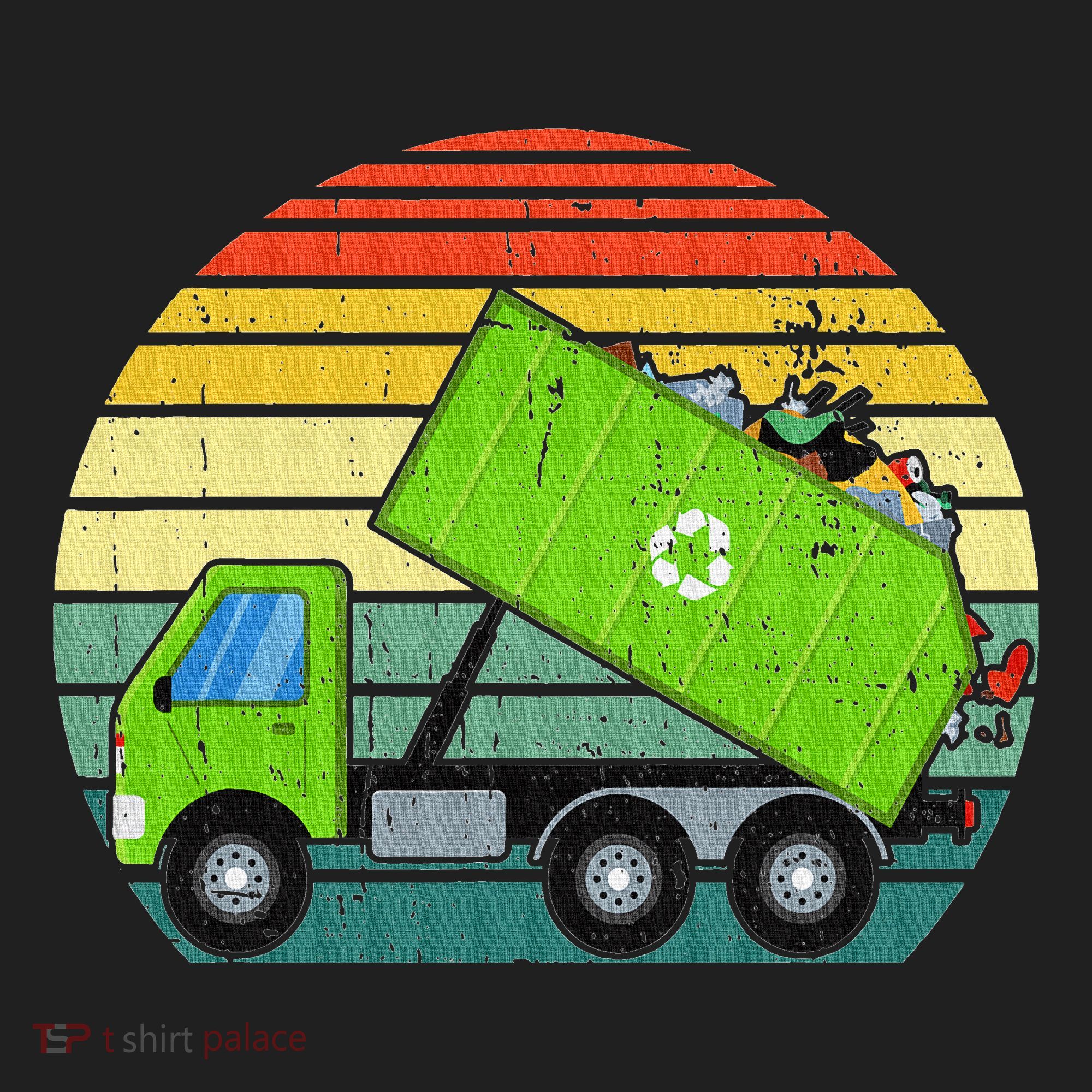 Retro Garbage Truck Waste Management Golf Towel