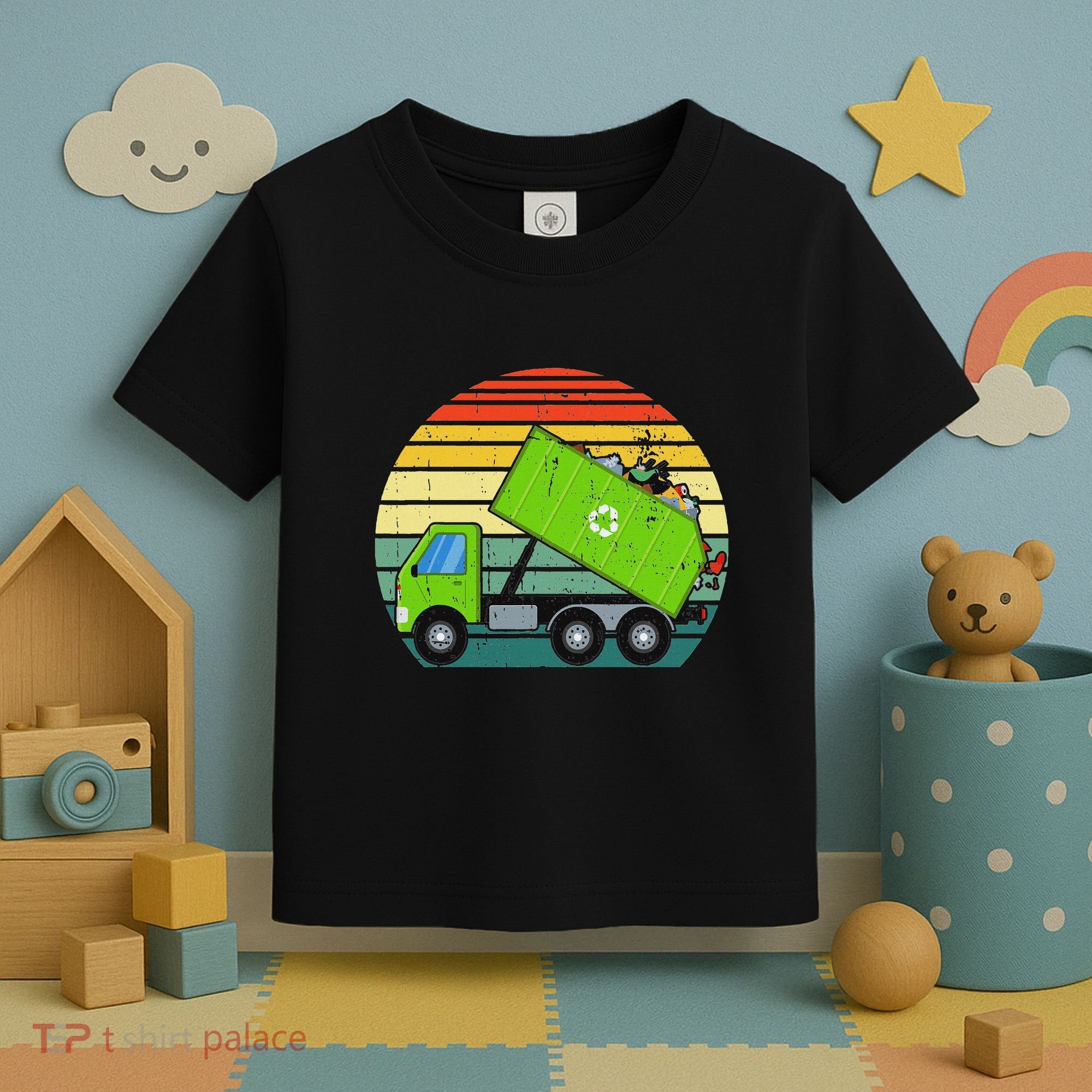 Retro Garbage Truck Waste Management Toddler T-Shirt