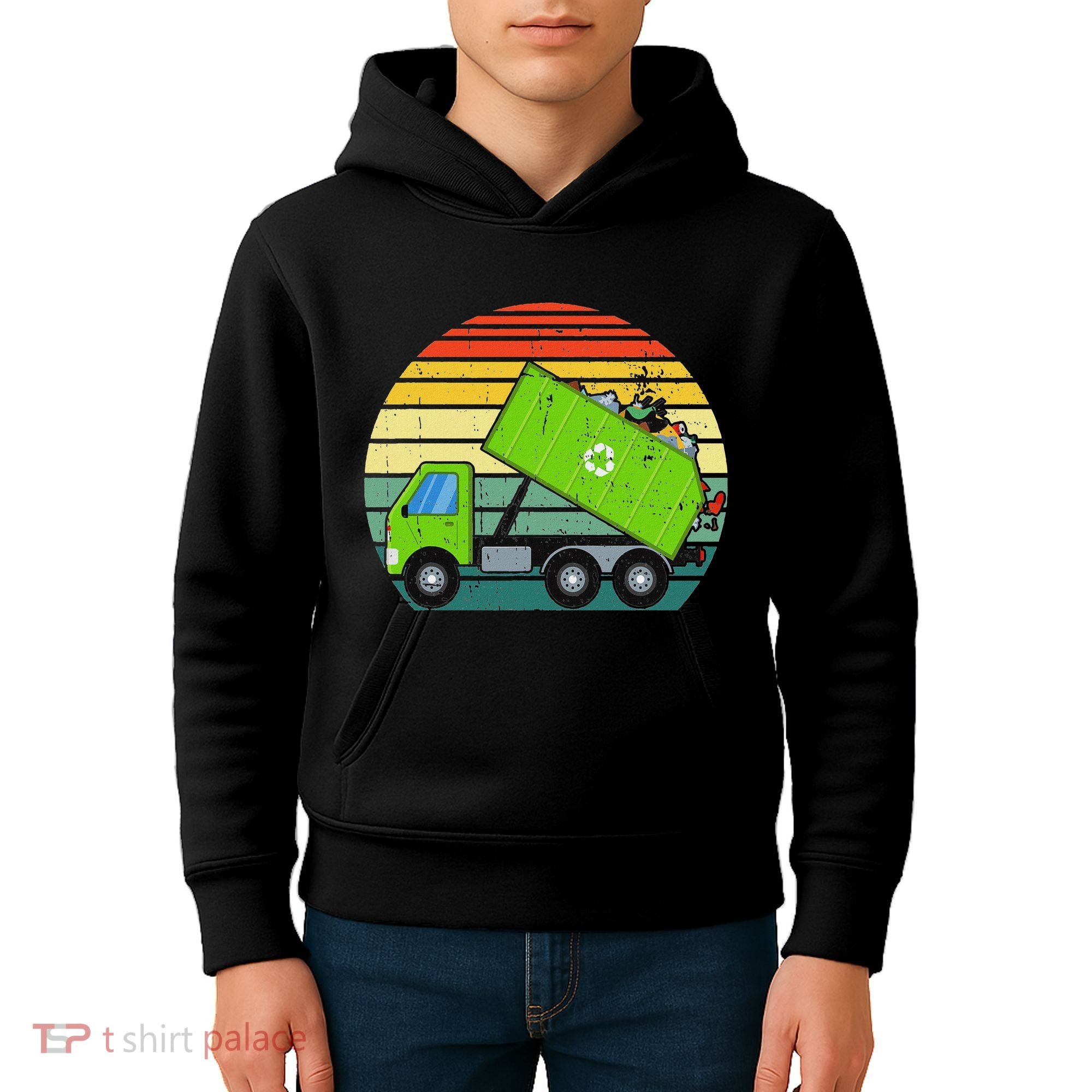 Retro Garbage Truck Waste Management Kids Hoodie