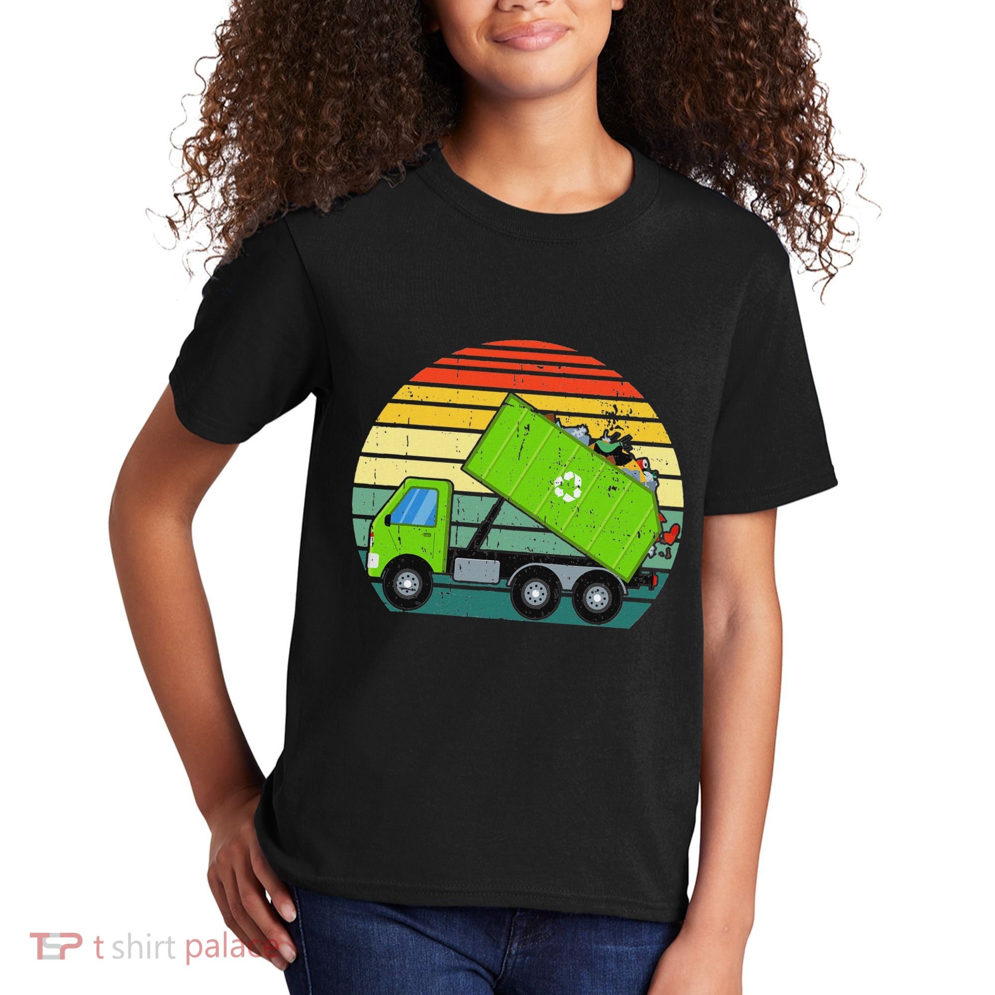 Retro Garbage Truck Waste Management Kids T-Shirt