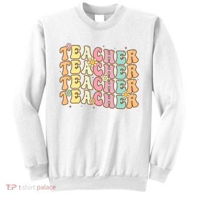 Retro Groovy Teacher Inspirational Colorful Back To School Sweatshirt