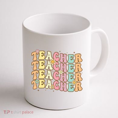 Retro Groovy Teacher Inspirational Colorful Back To School Coffee Mug back