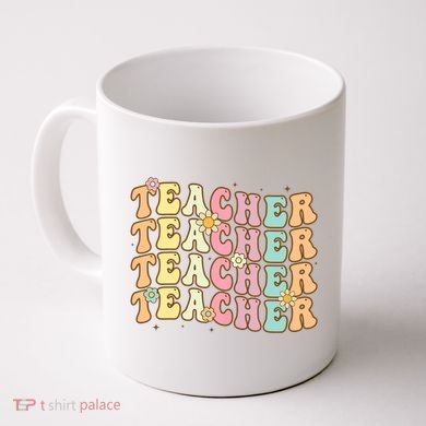 Retro Groovy Teacher Inspirational Colorful Back To School Coffee Mug
