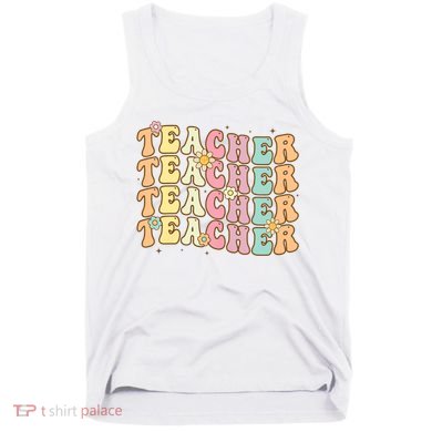 Retro Groovy Teacher Inspirational Colorful Back To School Tank Top
