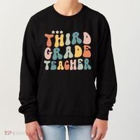 Retro Groovy Third Grade Teacher First Day Of Back To School Women's Sweatshirt thumb 0