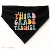 Retro Groovy Third Grade Teacher First Day Of Back To School USA-Made Doggie Bandana thumb 0
