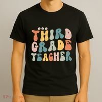 Retro Groovy Third Grade Teacher First Day Of Back To School T-Shirt thumb 3