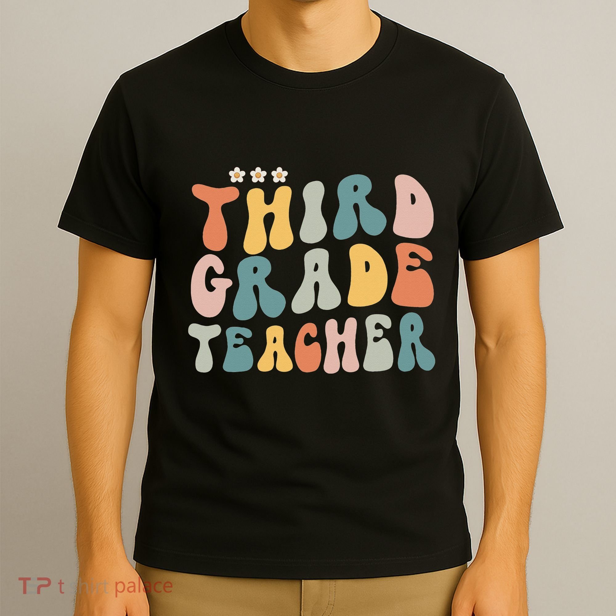 Retro Groovy Third Grade Teacher First Day Of Back To School T-Shirt