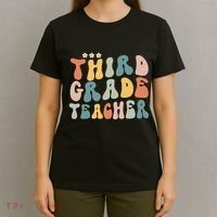 Retro Groovy Third Grade Teacher First Day Of Back To School T-Shirt thumb 4