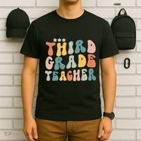 Retro Groovy Third Grade Teacher First Day Of Back To School T-Shirt thumb 6