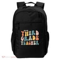 Retro Groovy Third Grade Teacher First Day Of Back To School Backpack thumb 0