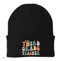 Retro Groovy Third Grade Teacher First Day Of Back To School Beanie thumb 0