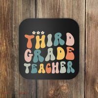 Retro Groovy Third Grade Teacher First Day Of Back To School Coaster thumb 0