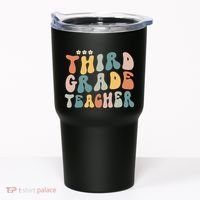 Retro Groovy Third Grade Teacher First Day Of Back To School Tumbler thumb 0