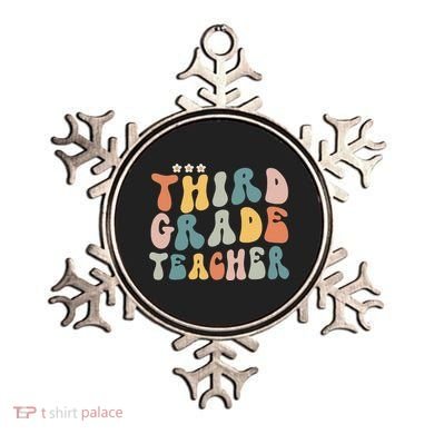 Retro Groovy Third Grade Teacher First Day Of Back To School Ornament