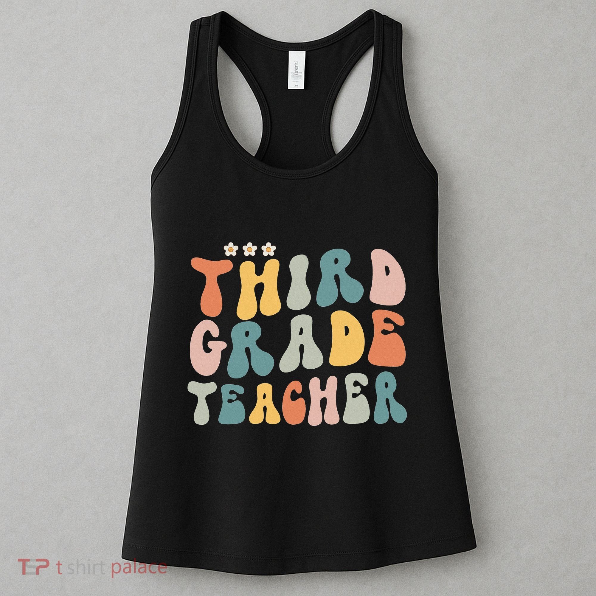 Retro Groovy Third Grade Teacher First Day Of Back To School Women's Tank Top