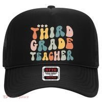 Retro Groovy Third Grade Teacher First Day Of Back To School Hat thumb 0