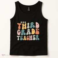 Retro Groovy Third Grade Teacher First Day Of Back To School Tank Top thumb 2