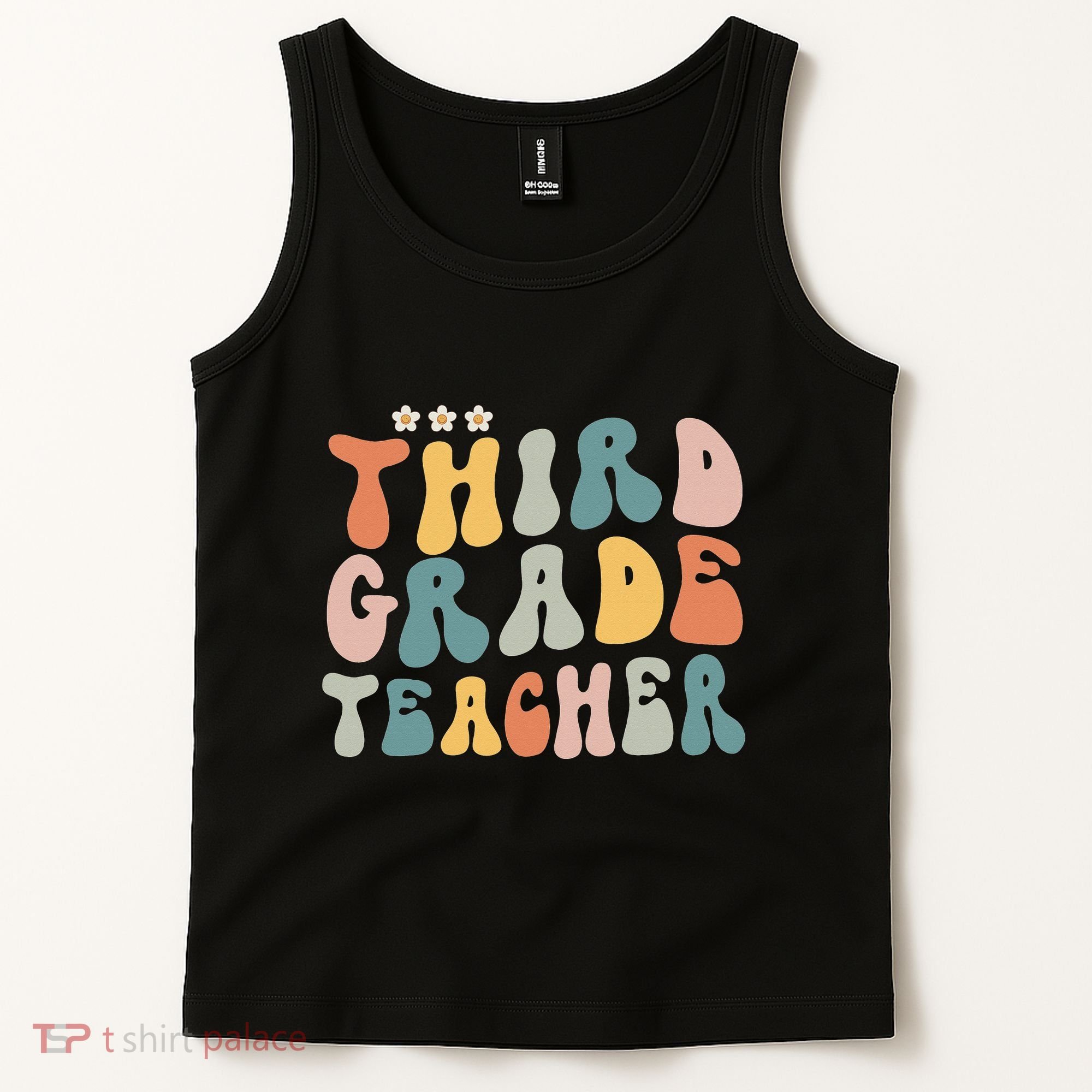 Retro Groovy Third Grade Teacher First Day Of Back To School Tank Top