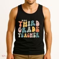Retro Groovy Third Grade Teacher First Day Of Back To School Tank Top thumb 3