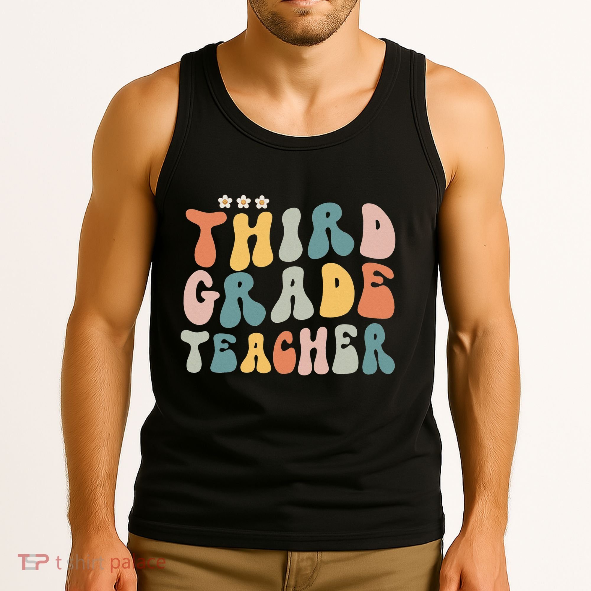 Retro Groovy Third Grade Teacher First Day Of Back To School Tank Top