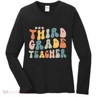 Retro Groovy Third Grade Teacher First Day Of Back To School Women's Long Sleeve Shirt thumb 0