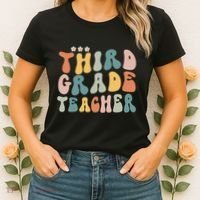 Retro Groovy Third Grade Teacher First Day Of Back To School Women's T-Shirt thumb 2