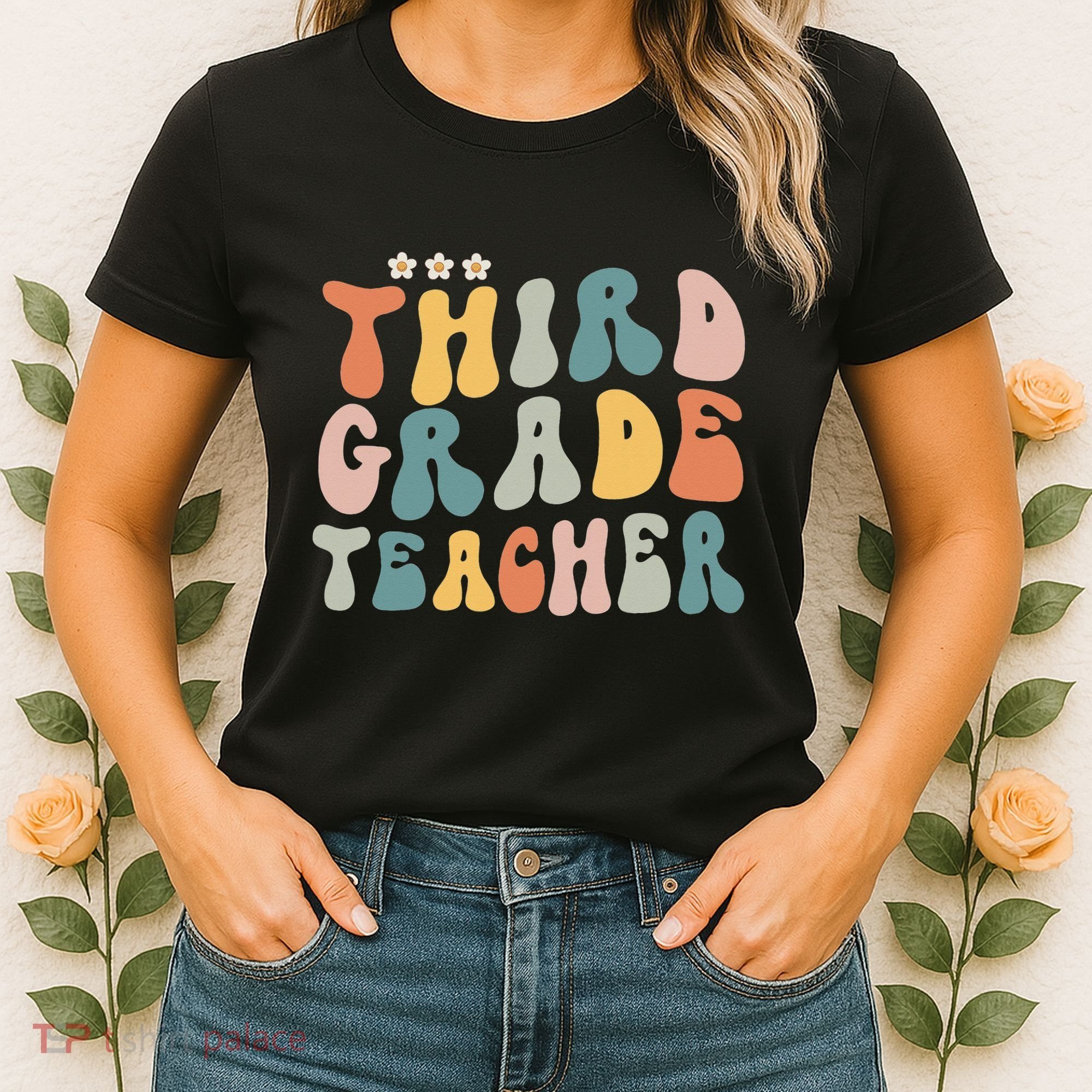Retro Groovy Third Grade Teacher First Day Of Back To School Women's T-Shirt