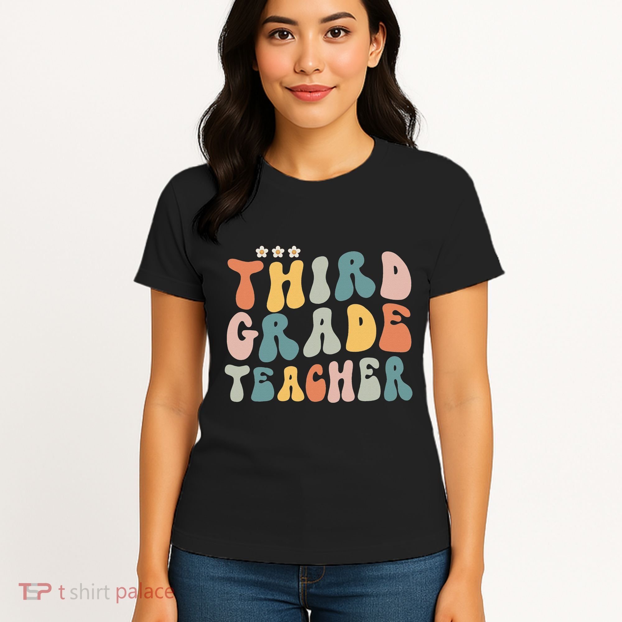 Retro Groovy Third Grade Teacher First Day Of Back To School Women's T-Shirt