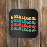 Retro Gobblegool Turkey Funny Groovy Thanksgiving Coaster thumb 0