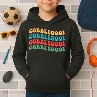 Retro Gobblegool Turkey Funny Groovy Thanksgiving Kids Hoodie thumb 2
