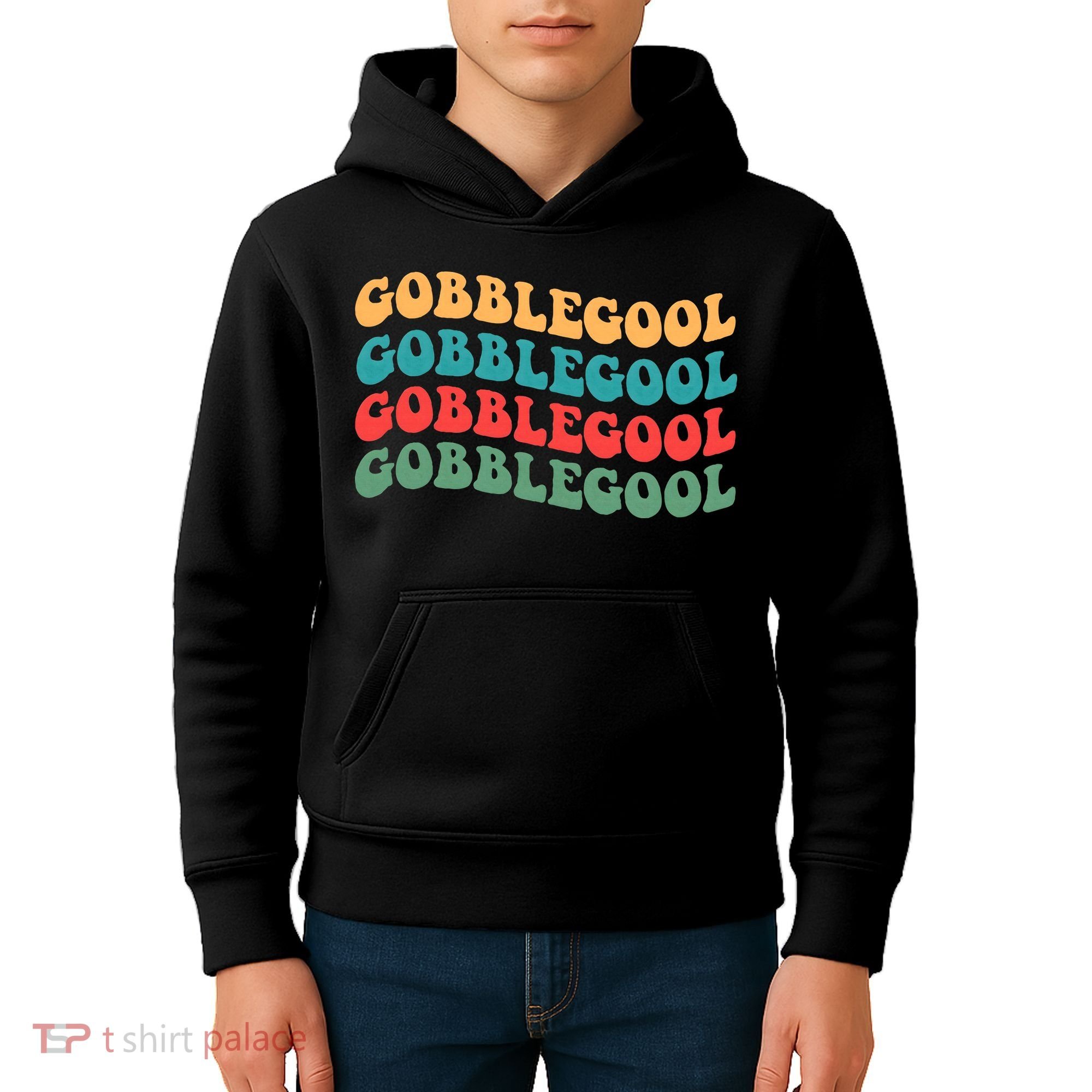 Retro Gobblegool Turkey Funny Groovy Thanksgiving Kids Hoodie