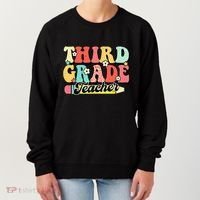 Retro Groovy Third Grade Teacher First Day 3rd Grade Women's Sweatshirt thumb 0