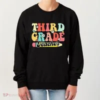 Retro Groovy Third Grade Teacher First Day 3rd Grade Women's Sweatshirt thumb 0