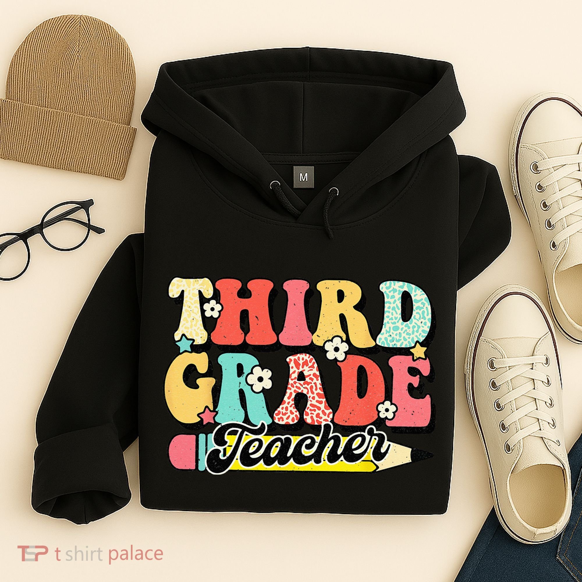 Retro Groovy Third Grade Teacher First Day 3rd Grade Hoodie