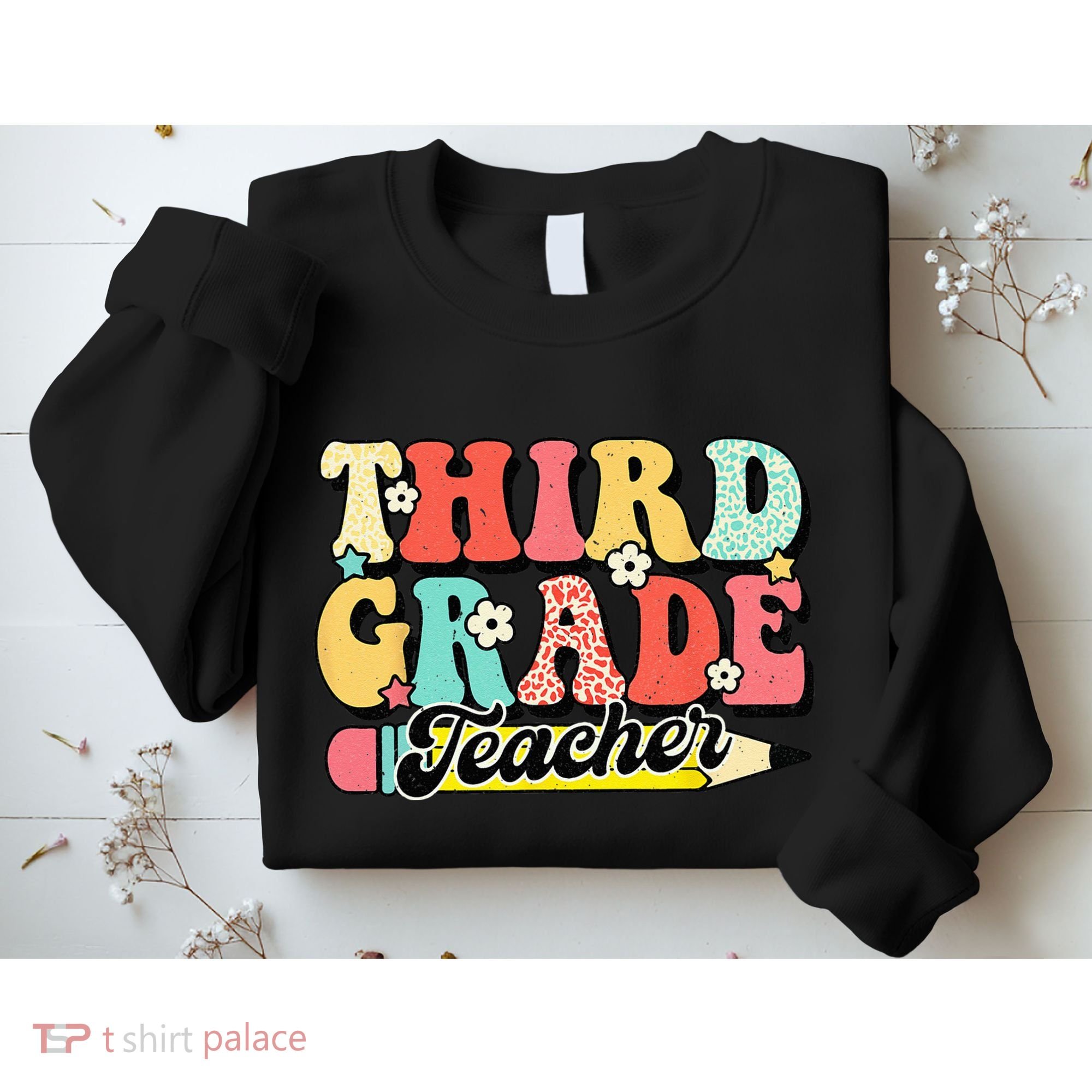 Retro Groovy Third Grade Teacher First Day 3rd Grade Sweatshirt