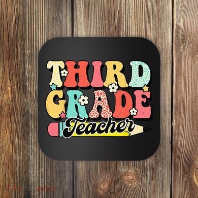 Retro Groovy Third Grade Teacher First Day 3rd Grade Coaster