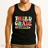 Retro Groovy Third Grade Teacher First Day 3rd Grade Tank Top thumb 3