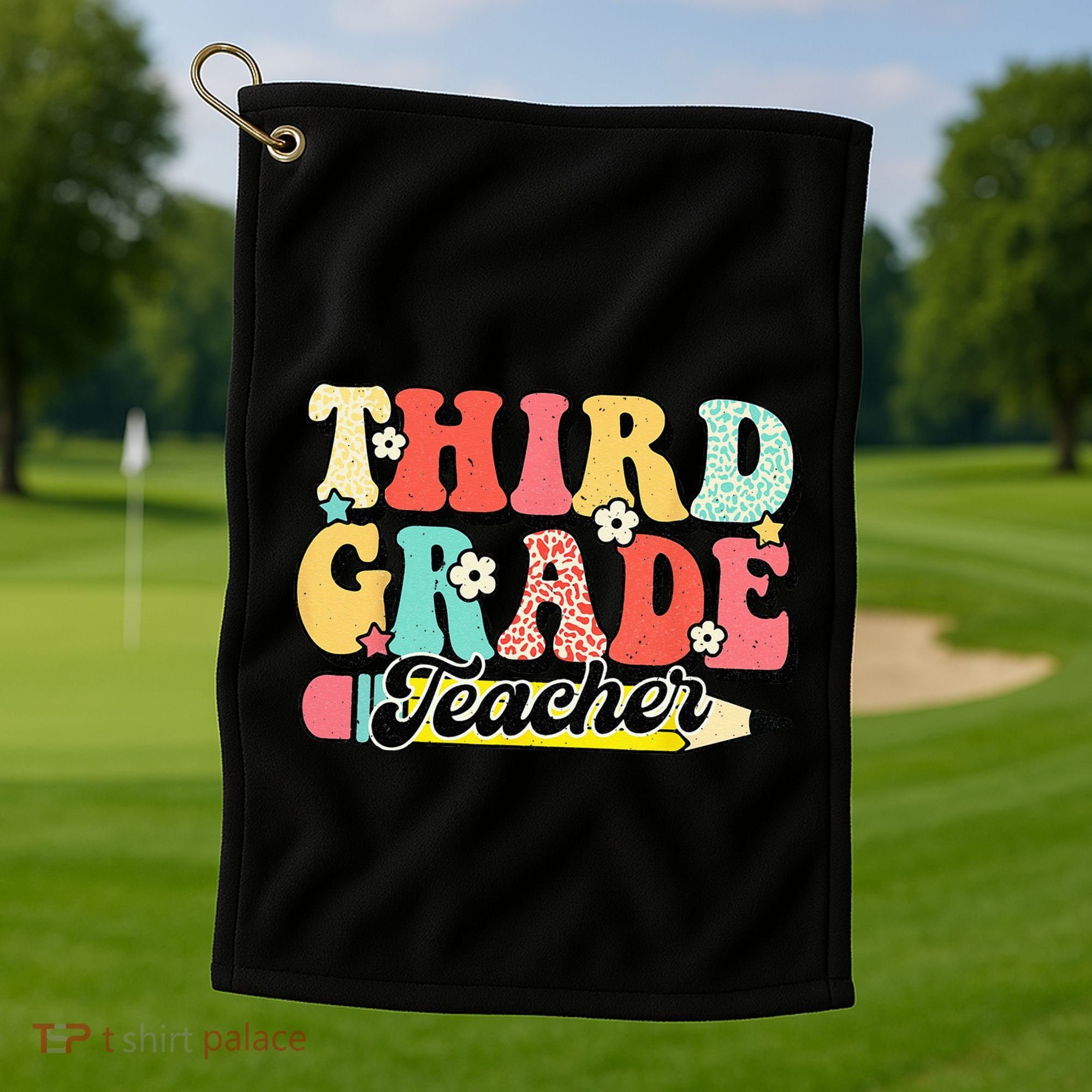 Retro Groovy Third Grade Teacher First Day 3rd Grade Golf Towel