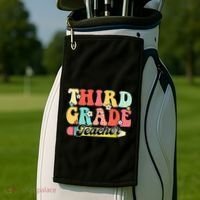 Retro Groovy Third Grade Teacher First Day 3rd Grade Golf Towel thumb 2