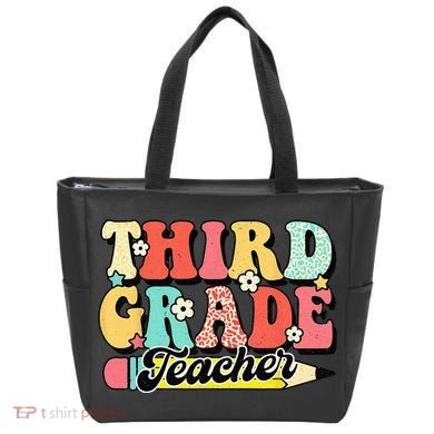 Retro Groovy Third Grade Teacher First Day 3rd Grade Tote Bag