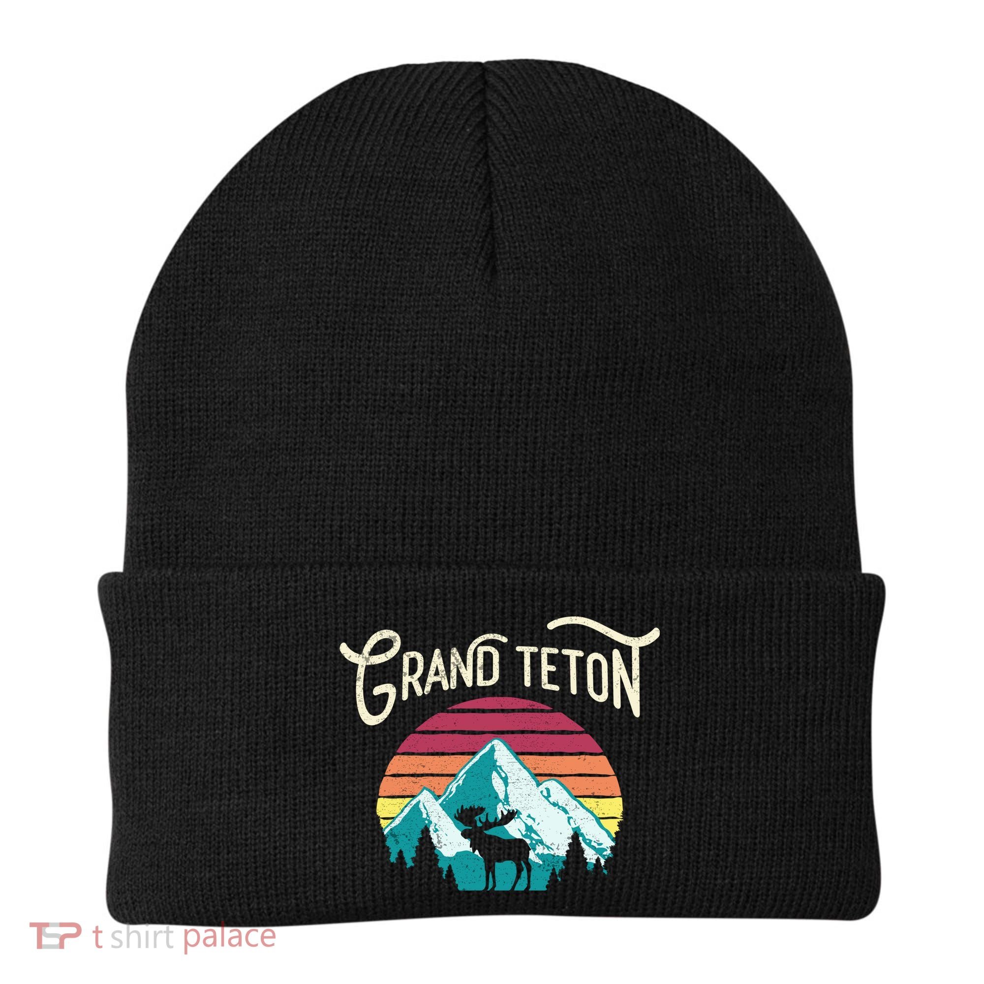 Retro Grand Teton National Park Wy Mountain State Cute Gift Beanie
