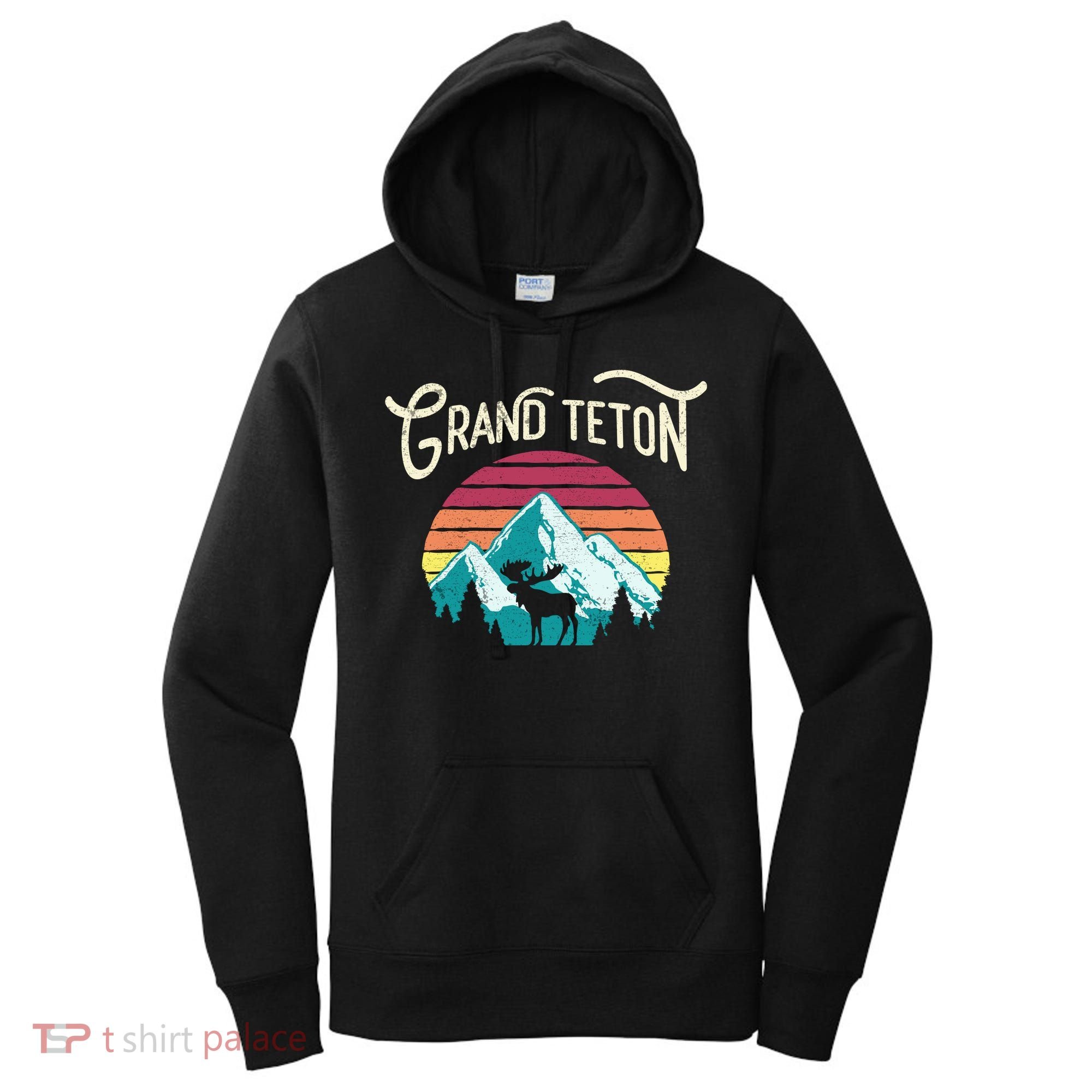 Retro Grand Teton National Park Wy Mountain State Cute Gift Women's Hoodie