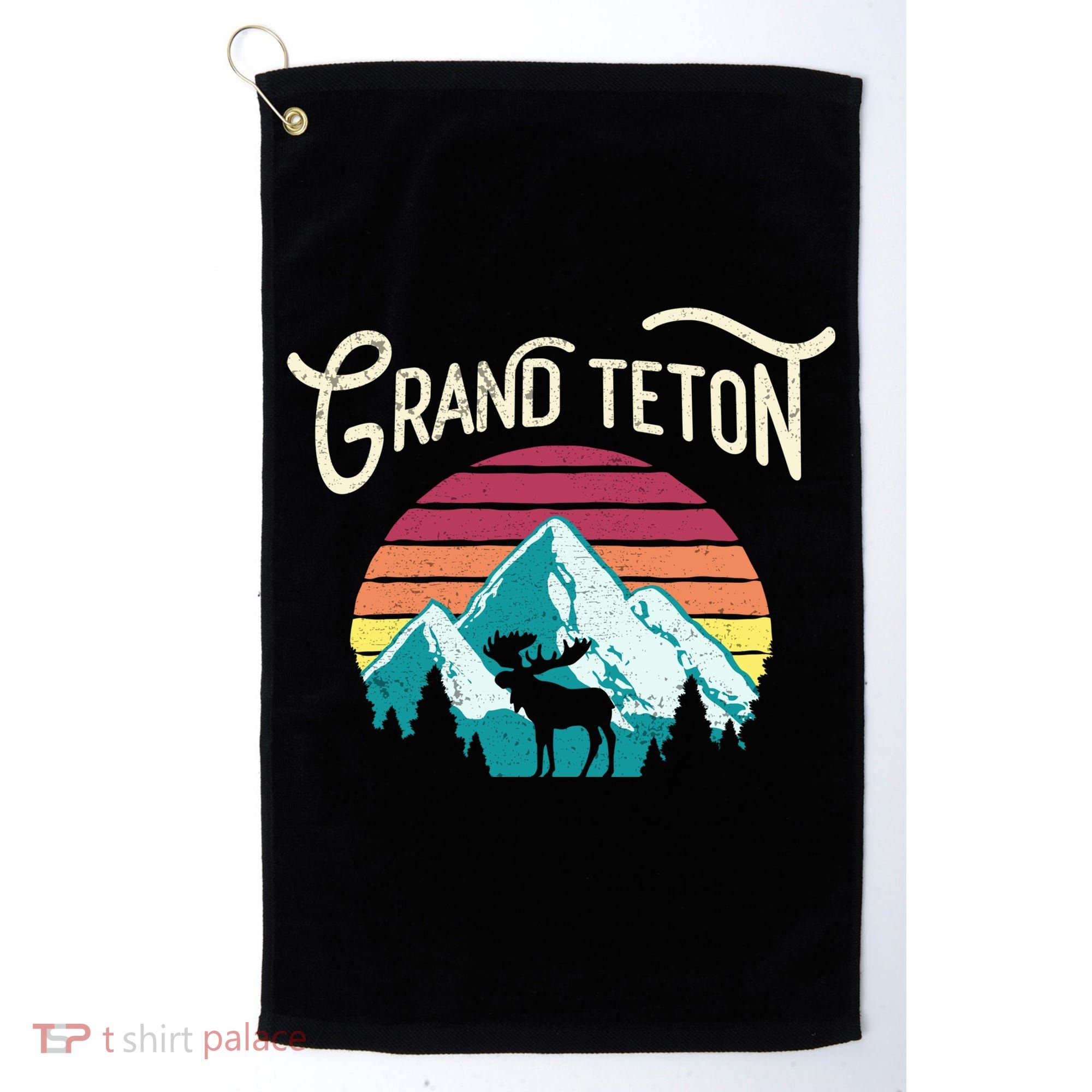 Retro Grand Teton National Park Wy Mountain State Cute Gift Golf Towel