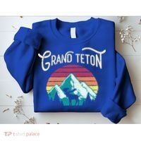 Retro Grand Teton National Park Wy Mountain State Cute Gift Sweatshirt thumb 2