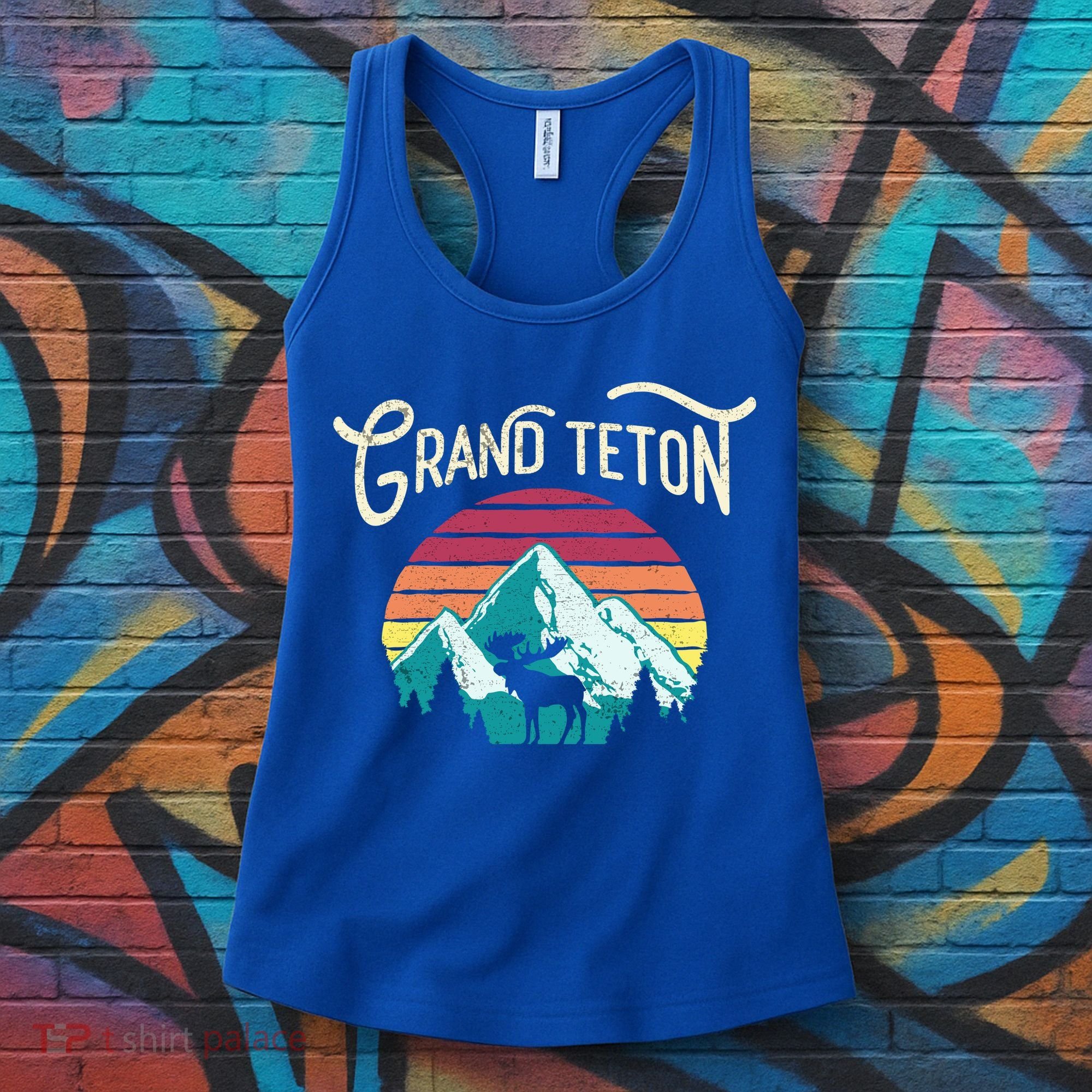 Retro Grand Teton National Park Wy Mountain State Cute Gift Women's Tank Top