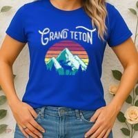 Retro Grand Teton National Park Wy Mountain State Cute Gift Women's T-Shirt thumb 2
